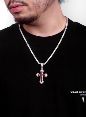 欧美简约镶钻十字项链