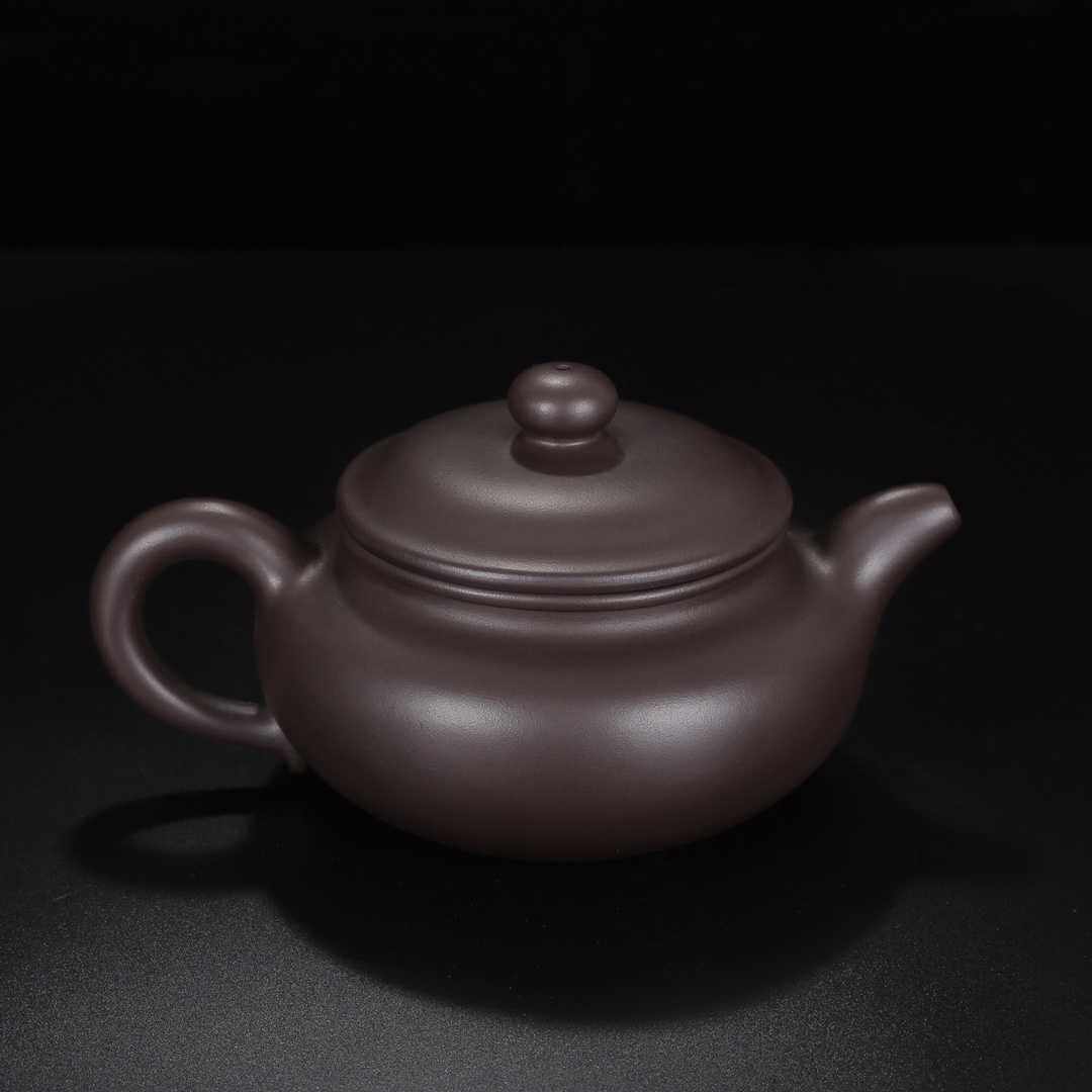 休闲品茗底款鲍志强紫泥料规格17/9cm500cc仿古紫砂壶摆件