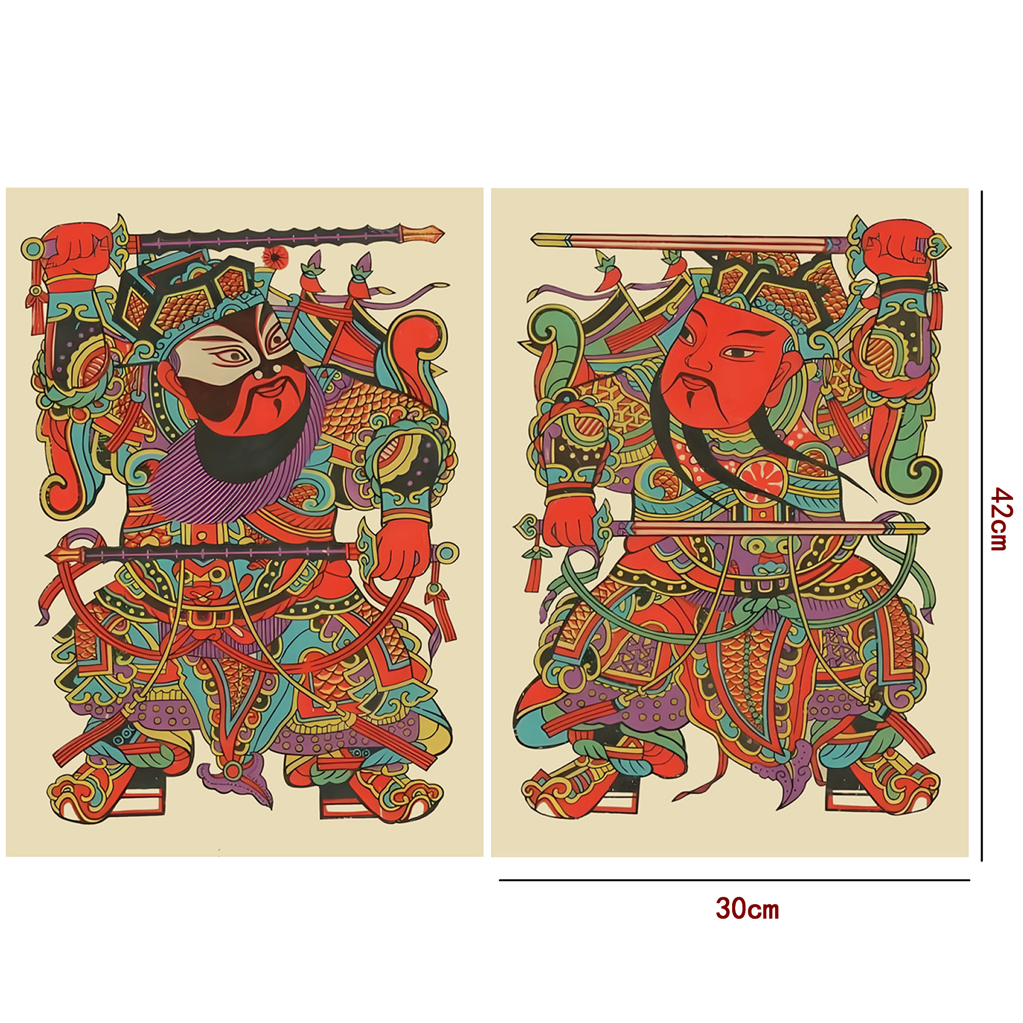 牛皮纸复古海报 门神年画 尉迟恭秦叔宝门神画报
