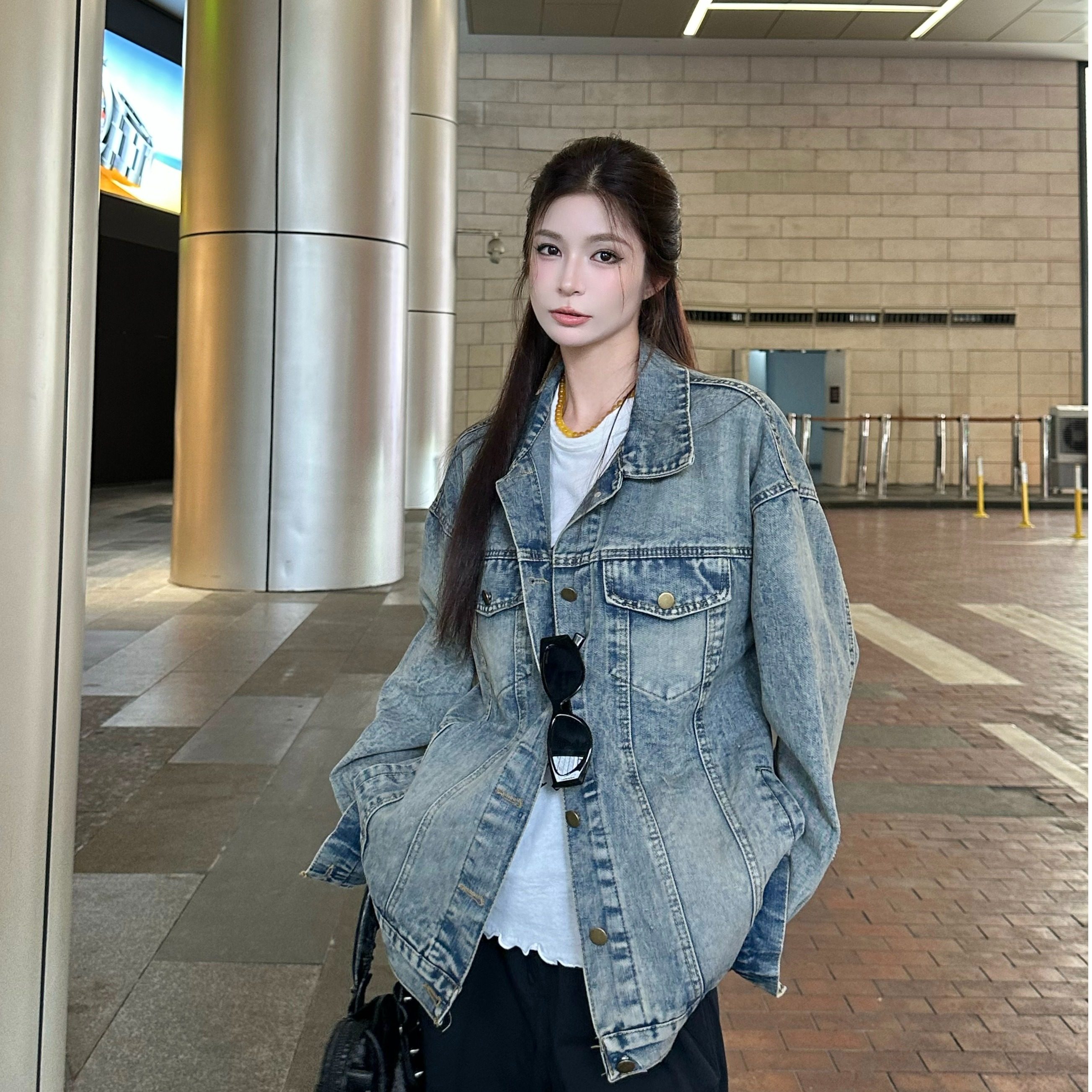 美式复古高街水洗做旧牛仔外套女春秋季宽松oversize潮流夹克上衣,女装/女士精品,短外套,淘宝优惠券,粉丝福利购,淘宝优惠卷