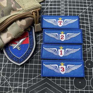 航空飞行员胸章精美刺绣立体效果士气章臂章魔术贴徽章冲锋衣贴
