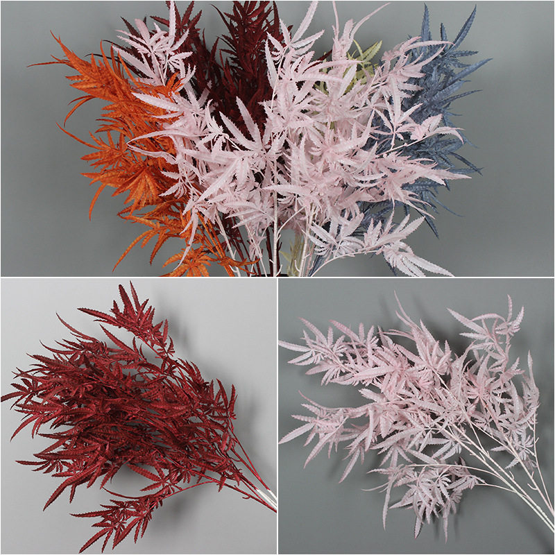 仿真鸡爪叶婚礼堂软装花材婚礼插花配叶橱窗美陈叶子路引花花点
