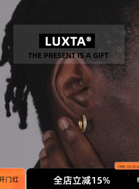 LUXTA原创 925银镀金耳环嘻哈男 高级感微镶钻超闪 美式女同款