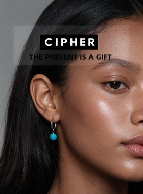 CIPHER原创925银蓝磷灰石耳坠嘻哈男 高级感耳饰女民族风藏式耳环