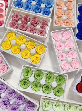 永生花多色玫瑰手工保鲜花手工花束创意装饰花材B级玫瑰弗洛伊德