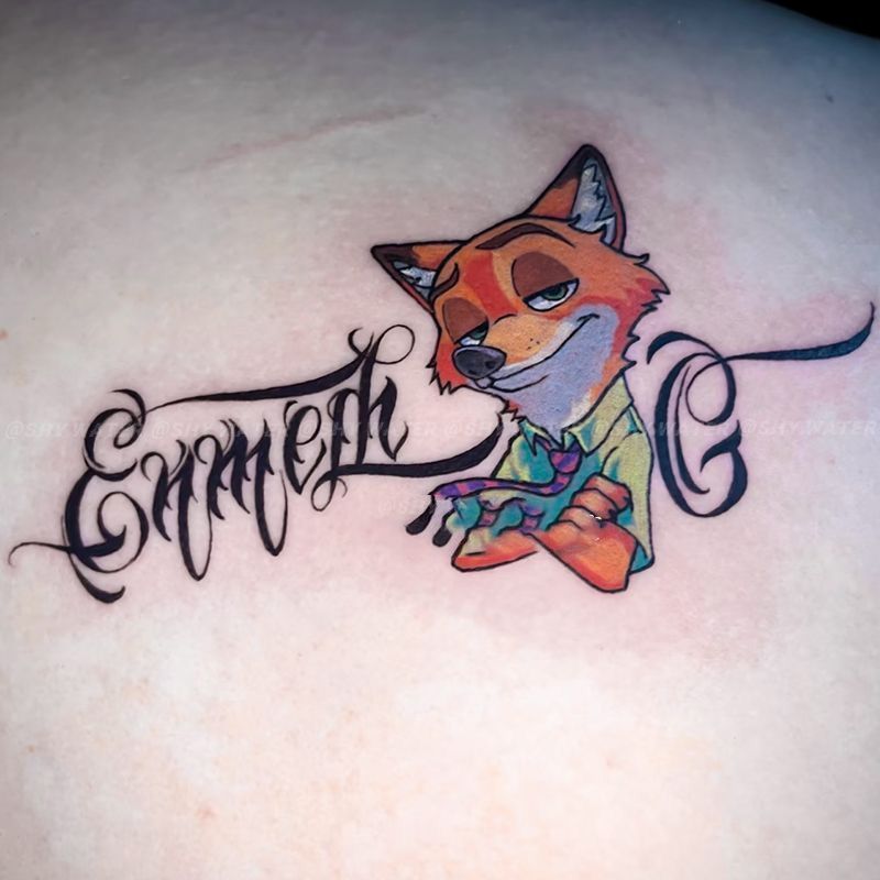 oldschoo疯狂动物城尼克彩色纹身贴卡通电影高级小众可爱防水持久