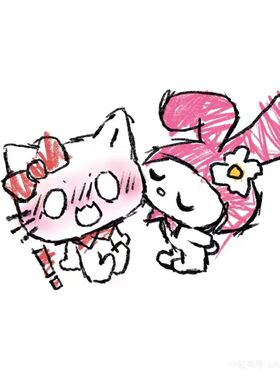 kitty美乐蒂简笔画纹身可爱害羞卡通防水持久手臂彩色纹身贴ins风