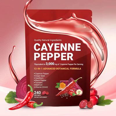 现货跨境tk亚马逊热销 辣椒软胶囊12-in-1 CAYENNE PEPPER 软样品