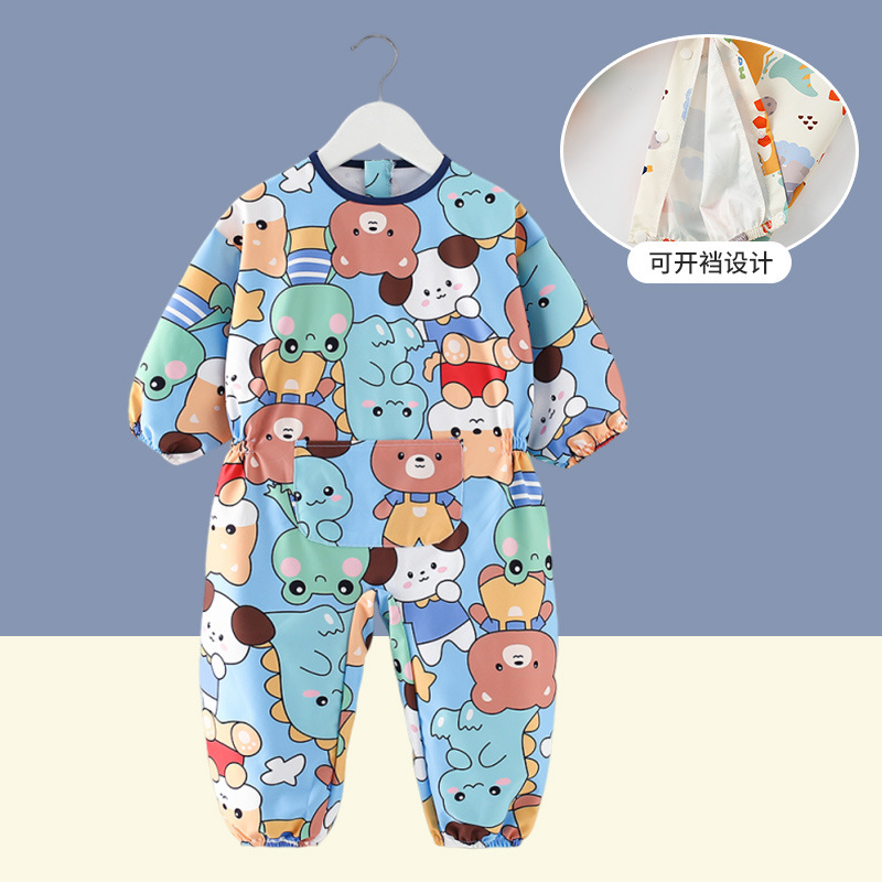 儿童连体罩衣宝宝全身护衣婴幼儿反穿衣防水防脏户外一体爬爬行服