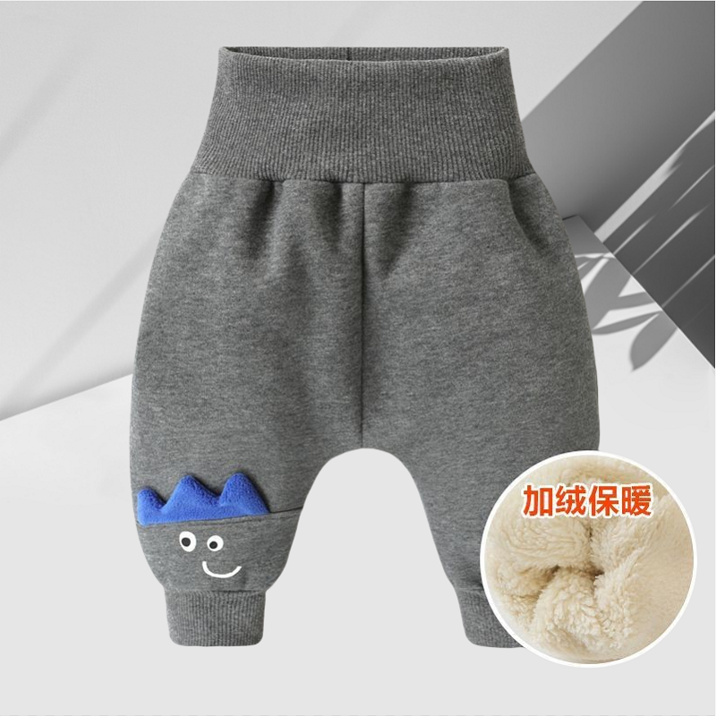 婴儿加绒裤子高腰护肚大pp裤秋冬装男孩保暖外穿长裤幼儿童屁屁裤