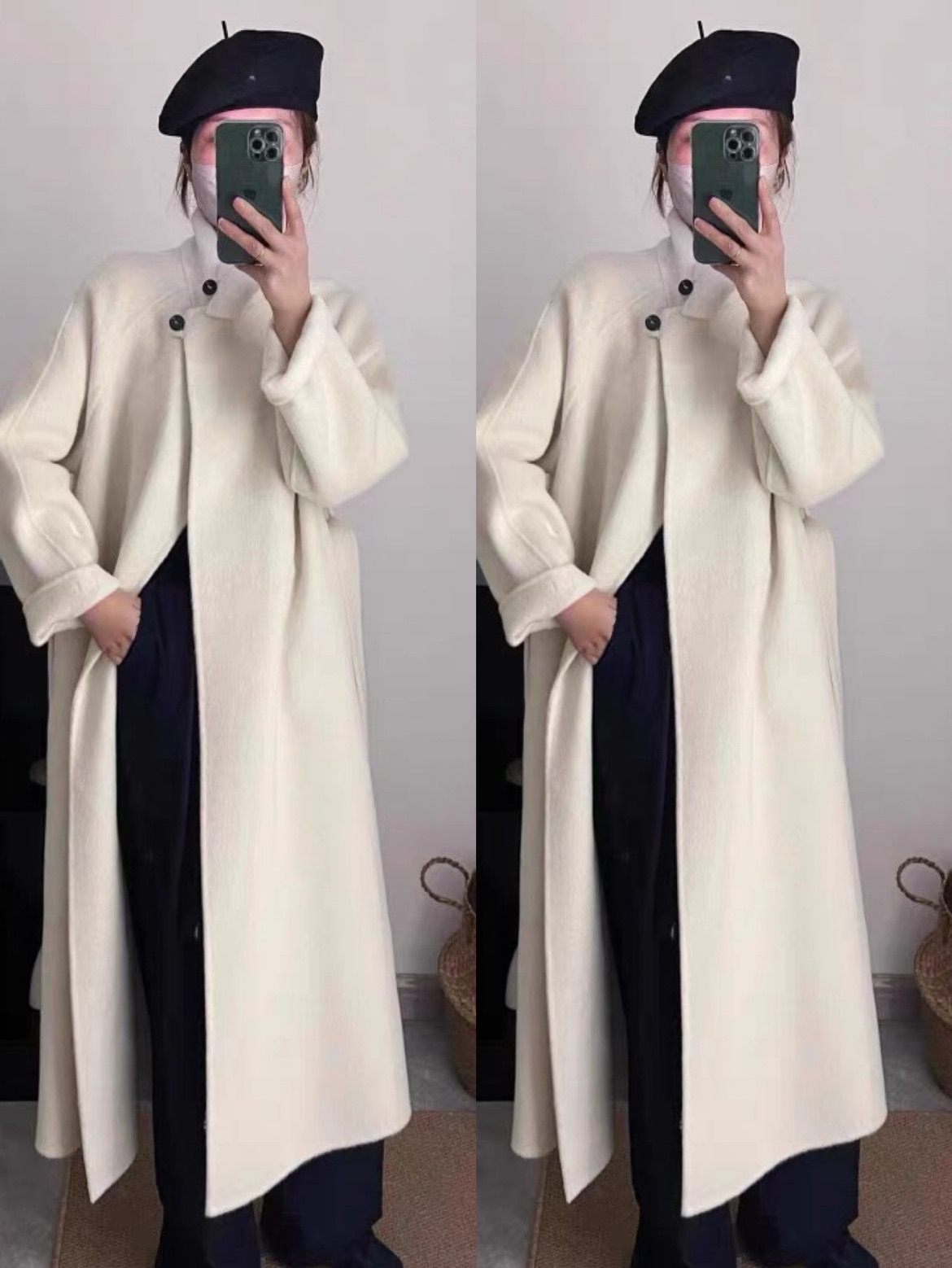 双面羊绒大衣女外套秋冬款2023年新款东大门长款灰色羊毛呢子大衣