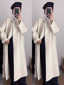 双面羊绒大衣女外套秋冬款2023年新款东大门长款灰色羊毛呢子大衣