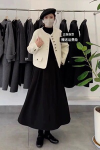 2024早春新款韩系双面羊绒大衣女短款圆领小个子气质显瘦羊毛外套