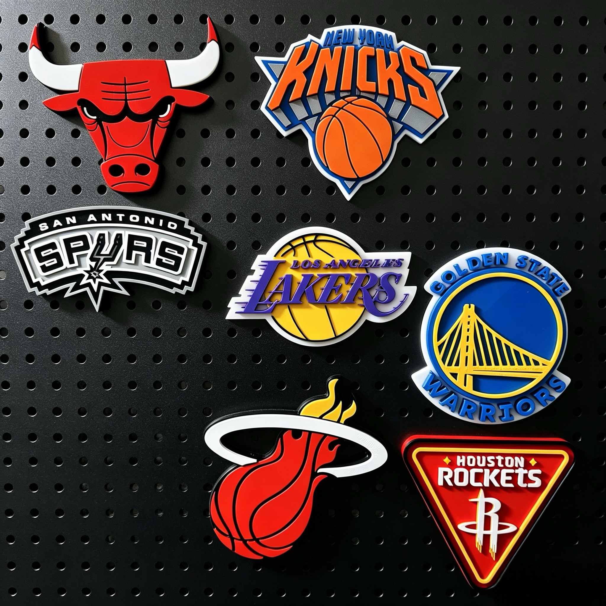 NBA球队立体冰箱贴磁吸洞洞板湖人勇士马刺尼克斯队标logo
