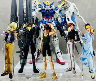 高达立牌 新机动战纪W  五主角 积古斯 展柜亚克力牌 希罗 飞翼【