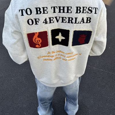 美式重磅字母毛巾刺绣圆领卫衣