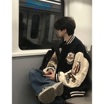 美式复古重工字母刺绣棒球服夹克男女春秋季情侣宽松百搭潮牌外套