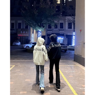 美式潮牌雪花字母刺绣连帽卫衣男女春秋季重磅加绒百搭情侣款上衣