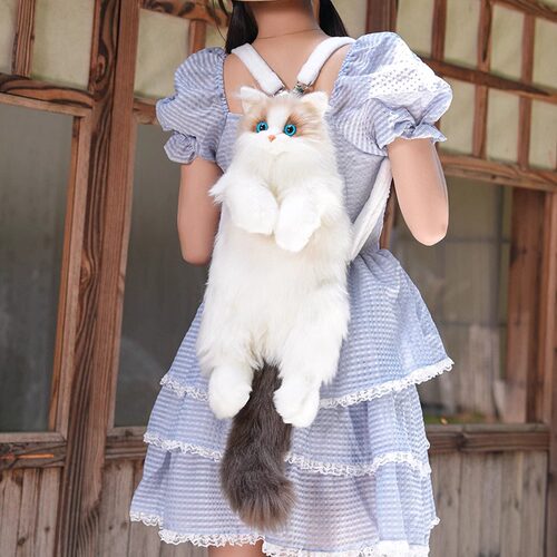 毛绒可爱包包仿真布偶猫咪狗狗双肩背包女孩子生日儿童节创意礼物