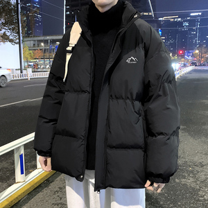 冬季羽绒服新款宽松港风无帽立领加厚保暖潮流情侣面包服百搭外套