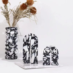 现代极简大理石摆件  样板房售楼处客厅书房架子软装家居桌面饰品