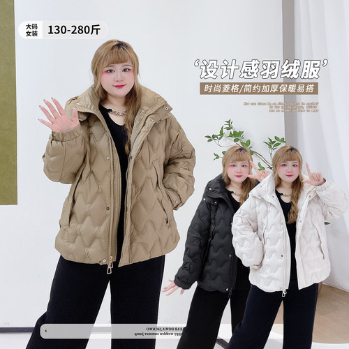 高级感休闲风遮肉连帽立领羽绒服