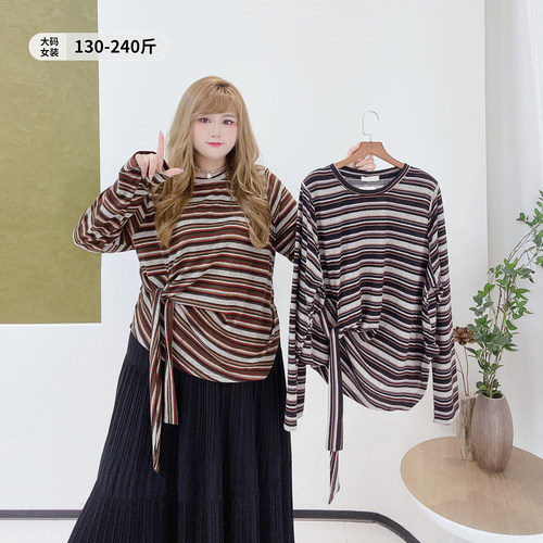 韩系休闲风复古条纹百搭打底衫