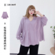 300斤加肥压褶显瘦内搭通勤上衣胖莹莹大码 简约纯色衬衫 女装 秋季