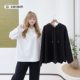 秋冬简约时尚 350斤加肥遮肉胖莹莹大码 女装 内搭慵懒纯色连帽卫衣