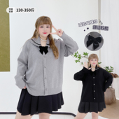 350斤学院风蝴蝶结软糯内搭毛衣胖莹莹大码 娃娃领针织衫 女装 秋季