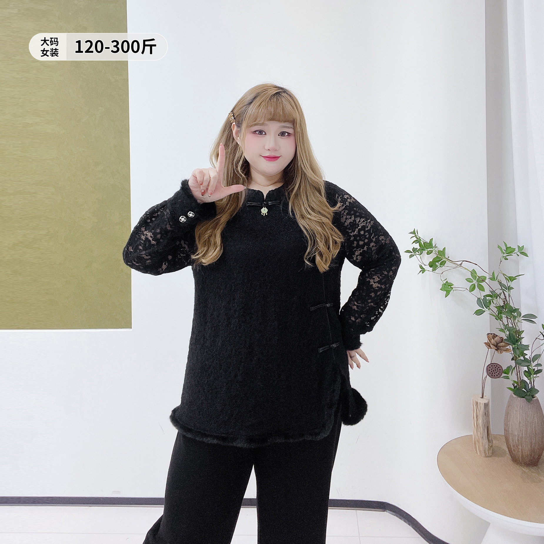 复古风显瘦立领气质盘扣蕾丝衬衫