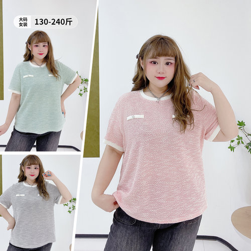 休闲小个子宽松遮肉优雅圆领T恤