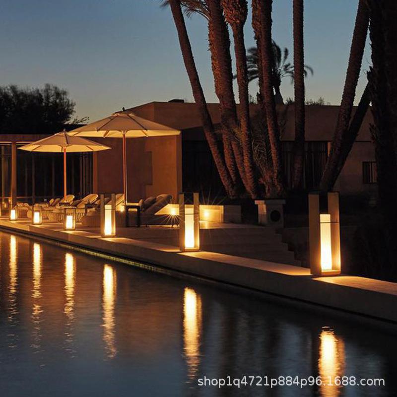 户外草坪立灯露台氛围景观立地灯led太阳能花园庭院地灯接电中式