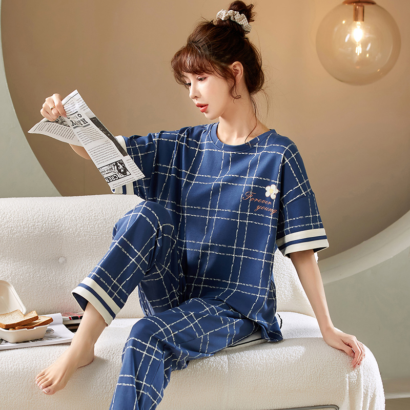 超大码睡衣女夏季纯棉短袖长裤胖MM2000斤女士家居服240斤XXXXXXL