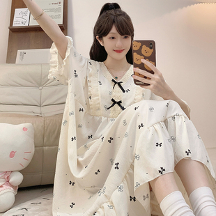 特大码睡裙女士200斤夏天中长款T恤短袖纯棉家居服睡衣裙220斤5XL