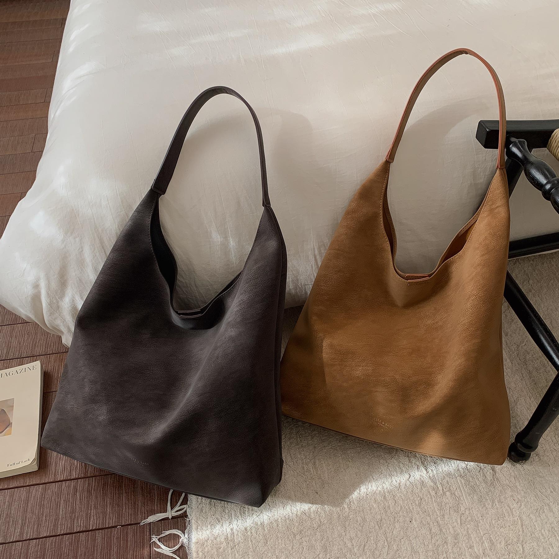 复古大容量慵懒风托特包女