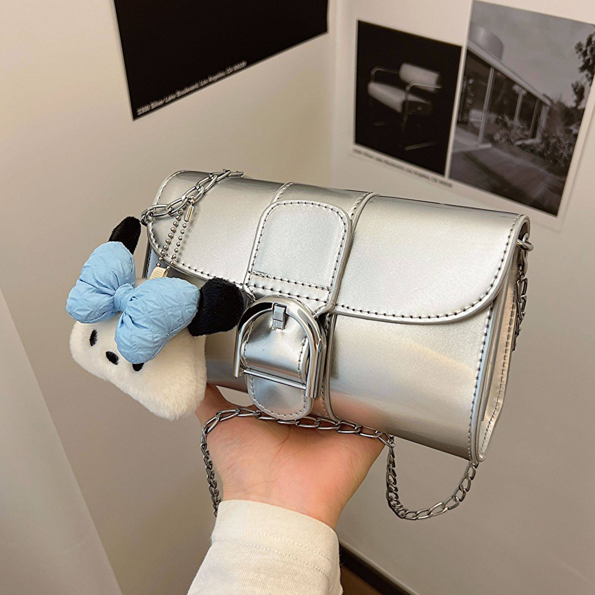 链条小包包手机包女2026新款时尚潮流亮面小方包百搭单肩斜挎小包,箱包皮具/热销女包/男包,单肩包,淘宝优惠券,粉丝福利购,淘宝优惠卷