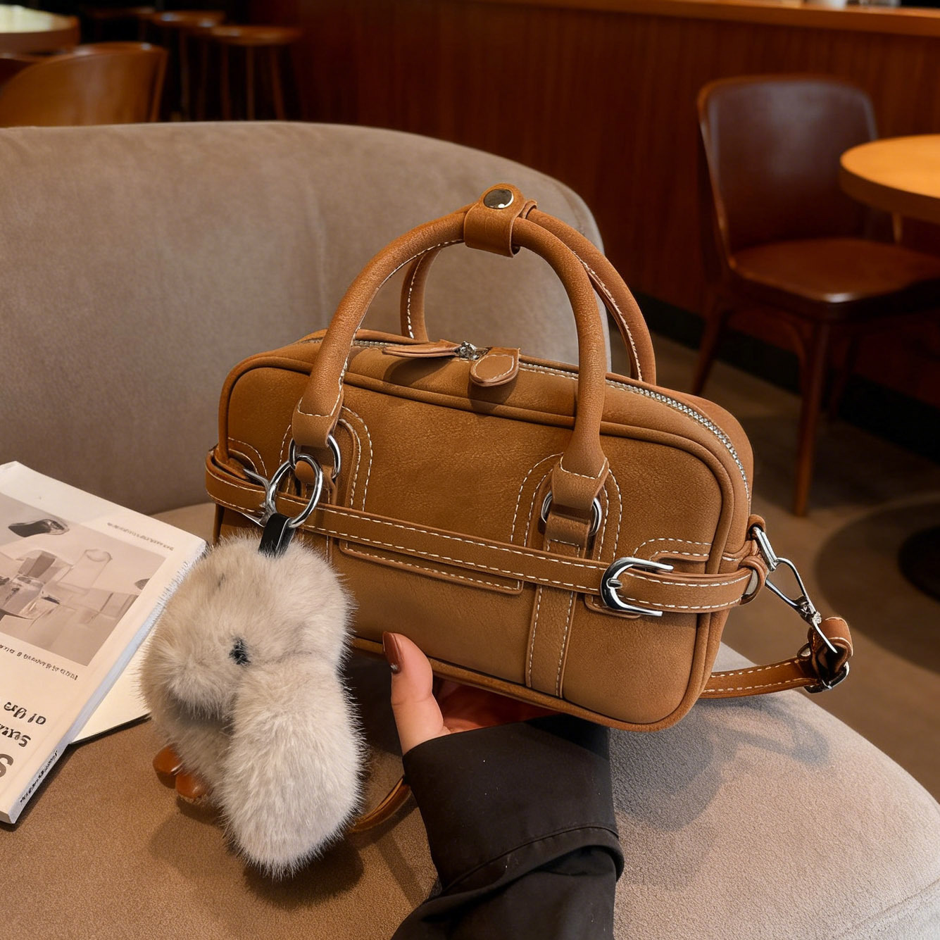 高级感复古通勤手提枕头包