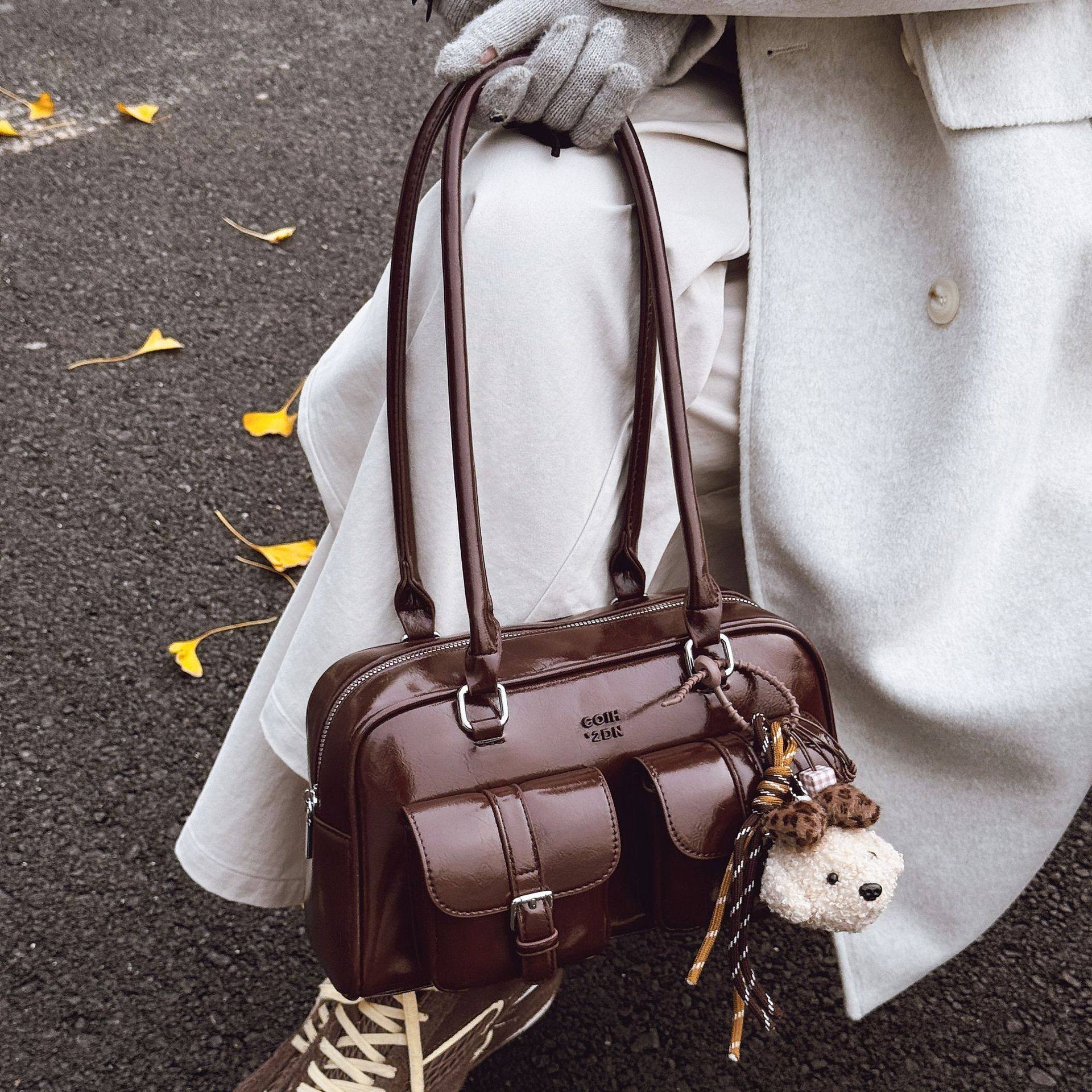 高级感手提保龄球包包女2025新款轻奢百搭小众高级感单肩腋下包潮,箱包皮具/热销女包/男包,腋下包,淘宝优惠券,粉丝福利购,淘宝优惠卷