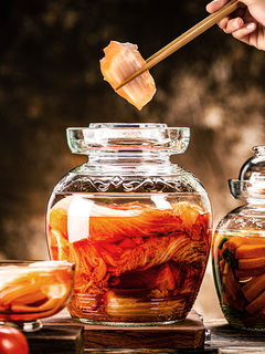 泡菜坛子酸菜坛子家用玻璃罐大容量加厚密封透明咸菜缸腌制腌菜罐