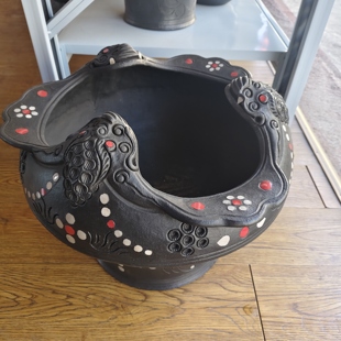 镇店之宝烤火炉火盆云南香格里拉尼西黑陶砂锅纯手工制作一物一拍