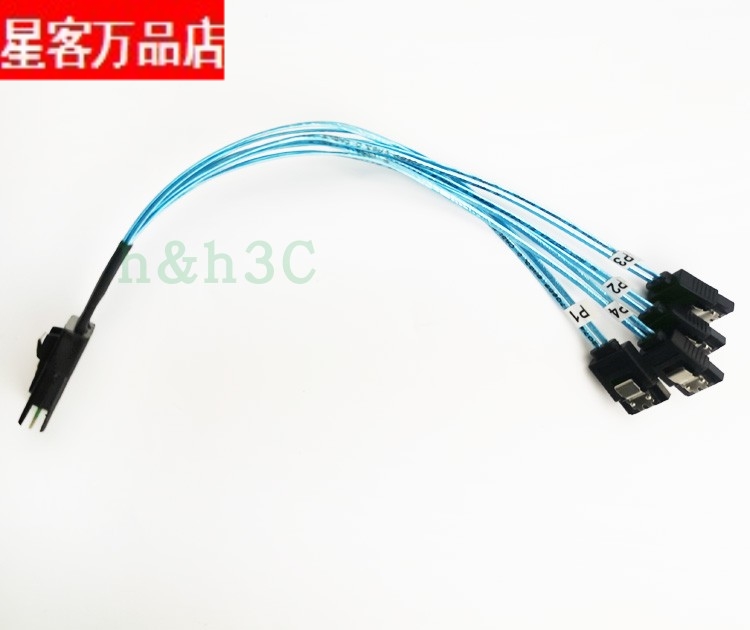 精品全新25CM小机箱用Mini SAS数据线正向8087转1分4SATA短0.25米