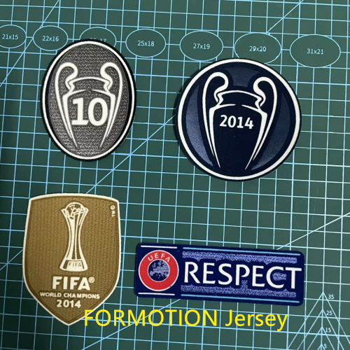 2014-14欧冠章 11次杯 RESPECT臂章欧冠章公平竞技热转印植绒徽章