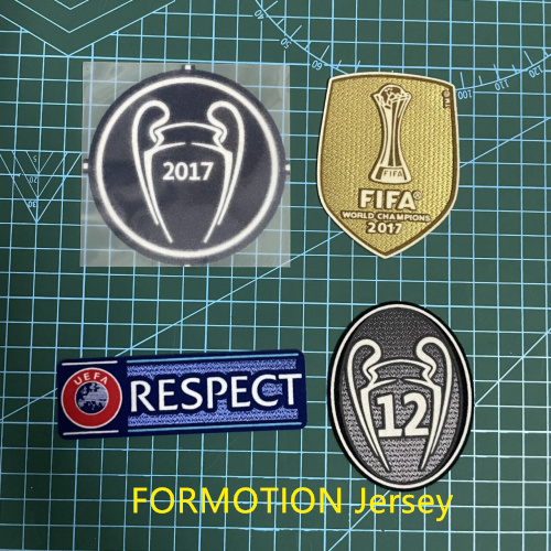 2017-18欧冠章 11次杯 RESPECT臂章欧冠章公平竞技热转印植绒徽章