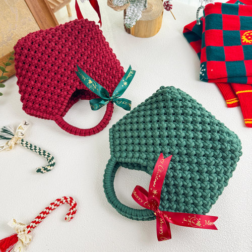 闲惠居家暖绎手提包手工编织包包diy自制材料包圣诞节礼物