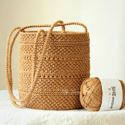 闲惠水桶包钩针编织材料包diy