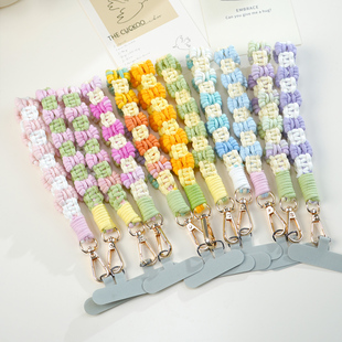 闲惠居家甜络手工编织手机挂绳diy材料包花朵手机链手腕带装饰