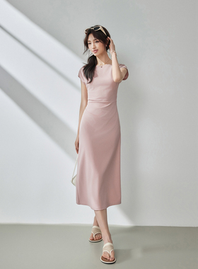 06/15 PM20:00上新 夏季新款粉色连衣裙一字领小个子轻礼服女
