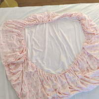 特价一款1.5米床纯棉针织床笠加厚粉色蝴蝶结图案150x200尺寸