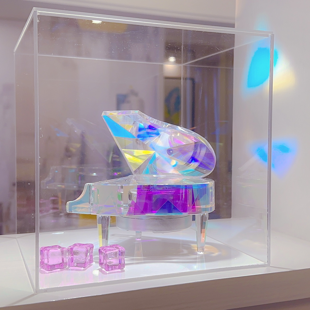 老林俊杰演唱会JJ20手工仿真炫彩镭射八音盒水晶钢琴摆件DIY模型